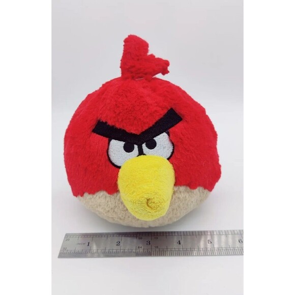 Angry Birds Red Bird 6" Plush Stuffed Animal Toy Rovio 2010 Stuffie Bird Round - Picture 12 of 12